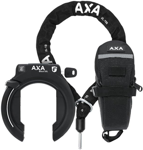 AXA Set Block XXL Rahmenschloss + ULC100 Kette + Tasche Schwarz Modell 2025