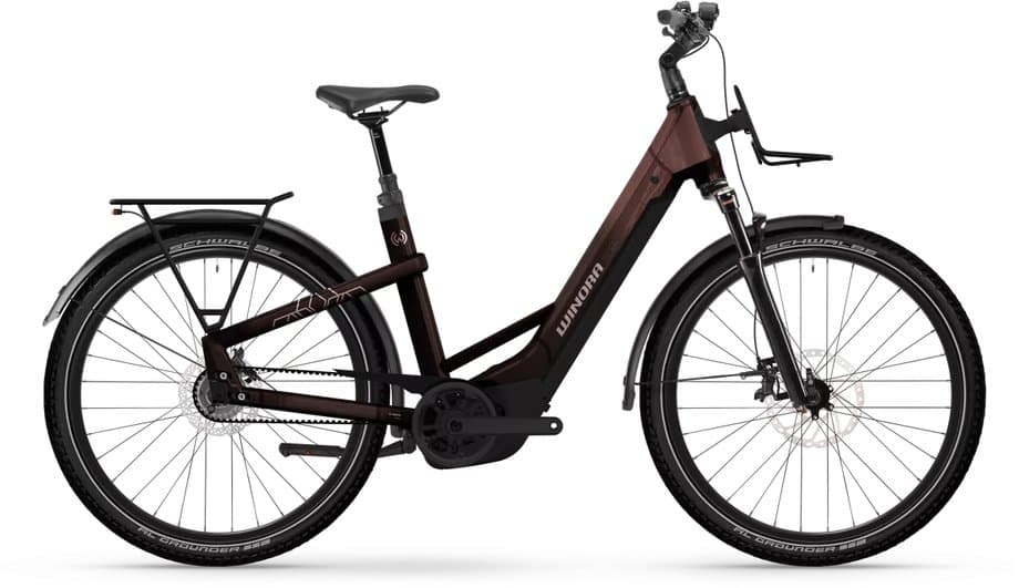 YAKUN R5 LOW E-Bike 600Wh Akku 5-Gang Nexus Nabenschaltung Rahmenhöhe M - Rot/Violett - E-City Bike